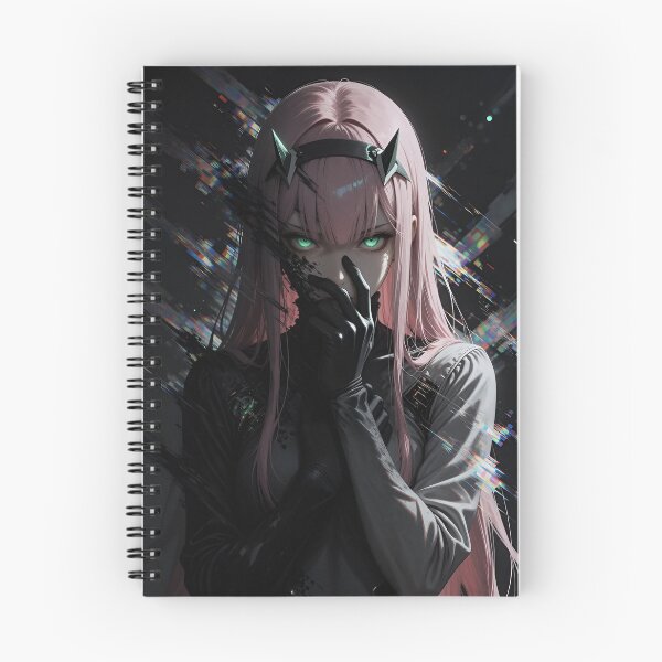 Item preview, Zero Two Cyberpunk Anime Girl Pink Hair Green Eyes Dark Glitch Art designed and sold by Dyan4.