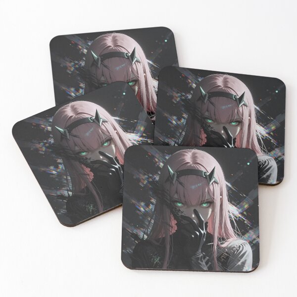 Item preview, Zero Two Cyberpunk Anime Girl Pink Hair Green Eyes Dark Glitch Art designed and sold by Dyan4.
