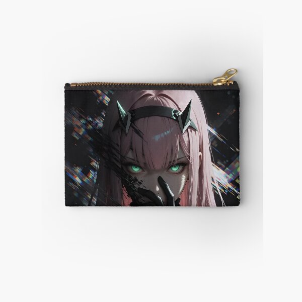 Item preview, Zero Two Cyberpunk Anime Girl Pink Hair Green Eyes Dark Glitch Art designed and sold by Dyan4.