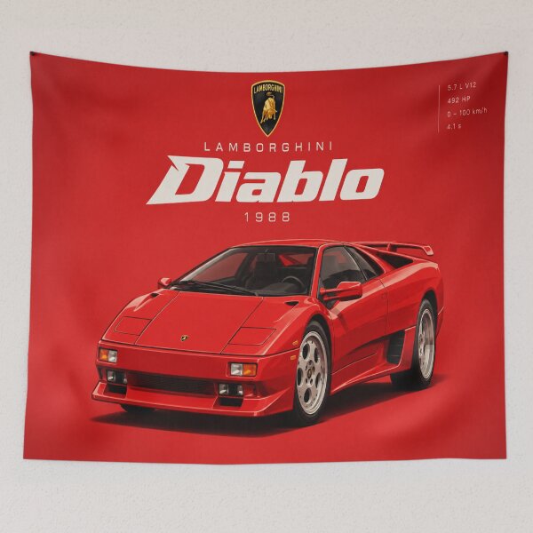 Item preview, Lamborghini Diablo Red Retro Poster designed and sold by JMAVILA ART.