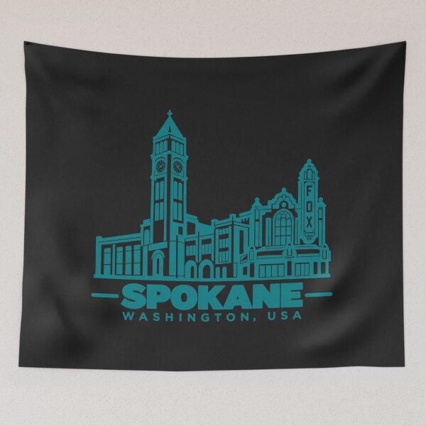 Artikelvorschau, Spokane Washington USA Linienkunst-Skyline-Poster entworfen und verkauft von CMYKStudio.