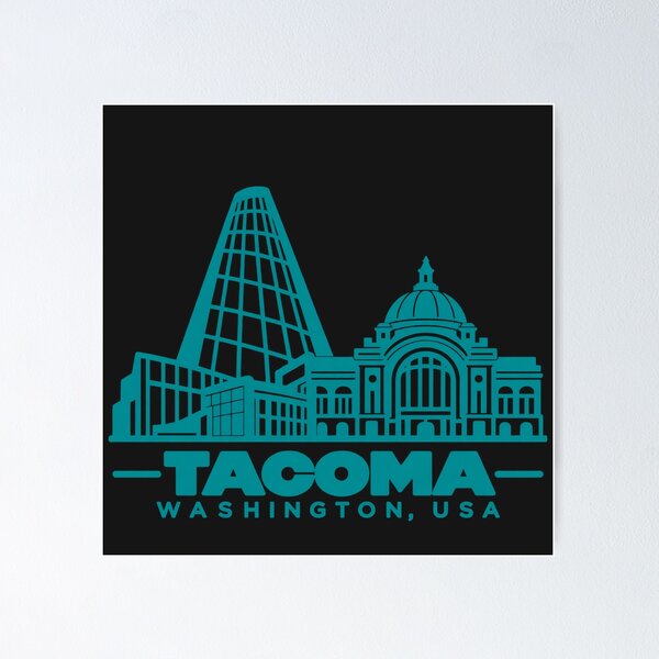 Item preview, Tacoma Washington USA Line Art Coastline Poster designed and sold by CMYKStudio.