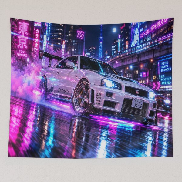 Item preview, Nissan Skyline R34 Cyberpunk Neon designed and sold by JMAVILA ART.