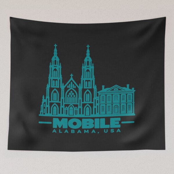 Item preview, Mobile Alabama USA Line Art Coastline Poster designed and sold by CMYKStudio.