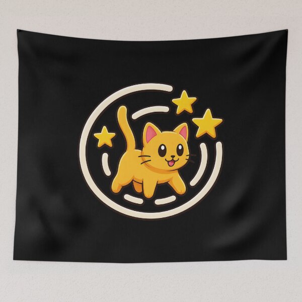 Item preview, cute orange cat walking stars kawaii cartoon designed and sold by Lockcownmz.