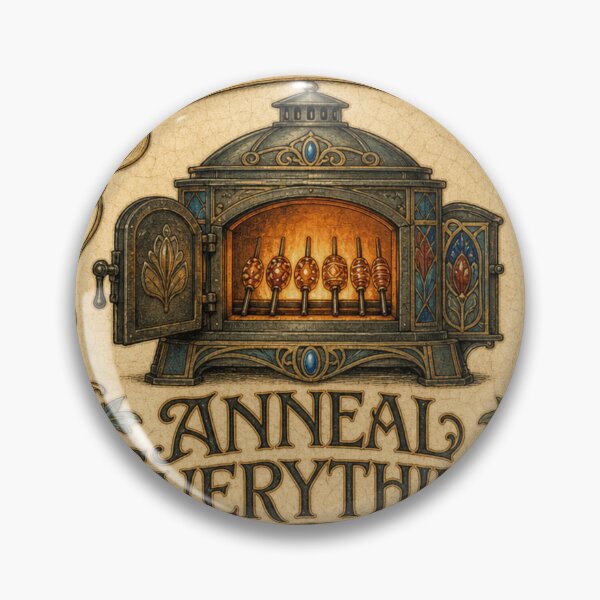 Item preview, Anneal Everything Annealing Glass Lampwork Bead Kiln Badge designed and sold by BoosterShop.
