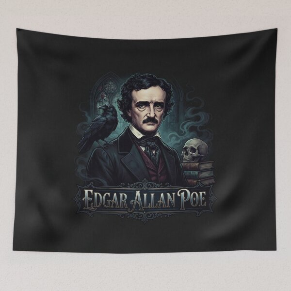 Item preview, Edgar Allan Poe Gothic Raven Portrait Illustration designed and sold by Owcomm.
