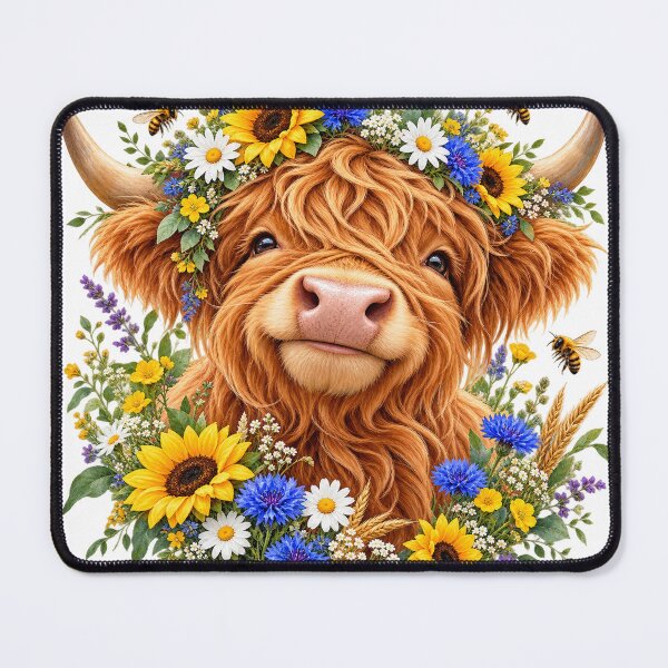 Item preview, Floral Highland Cow with Sunflowers and Bees designed and sold by Gifts0.