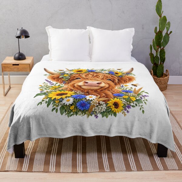 Item preview, Floral Highland Cow with Sunflowers and Bees designed and sold by Gifts0.