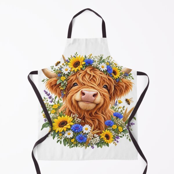 Item preview, Floral Highland Cow with Sunflowers and Bees designed and sold by Gifts0.