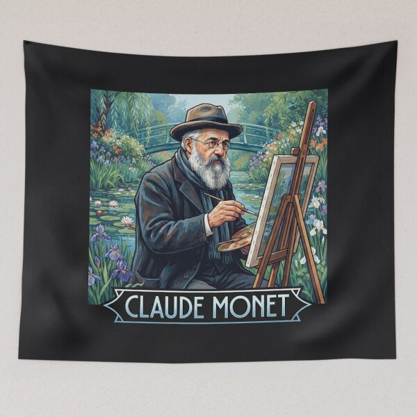 Item preview, Claude Monet Impressionist Artist In Water Lily Garden designed and sold by Owcomm.