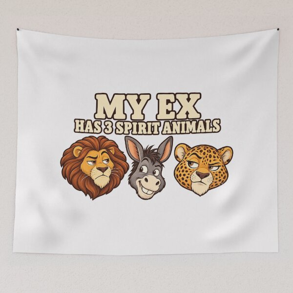 Item preview, My Ex Has 3 Spirit Animals Lion Donkey Cheetah Pun Graphic designed and sold by DYALEEZ-XCR.
