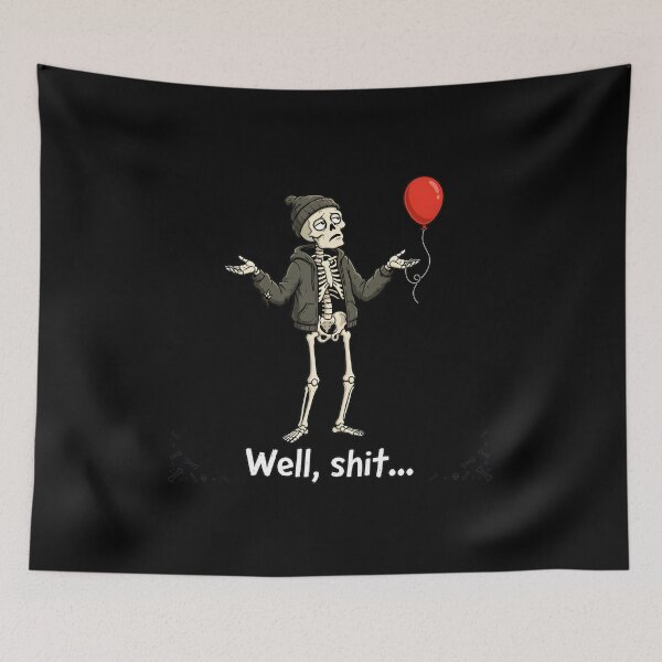 Item preview, skeleton lost balloon well shit skeleton funny halloween designed and sold by Lockcownmz.