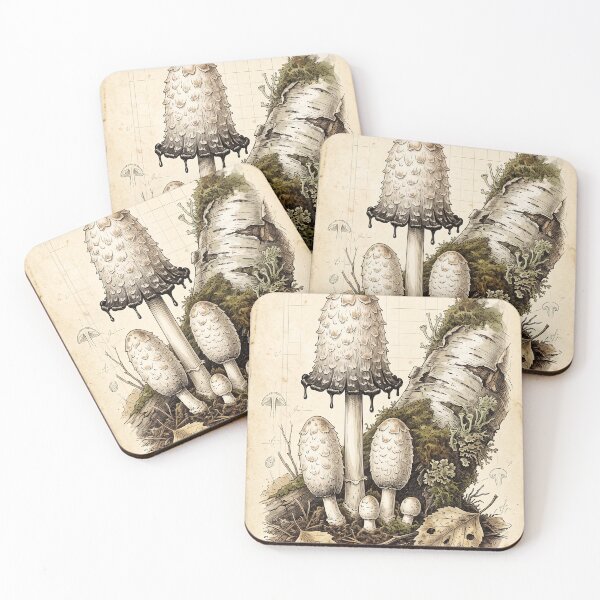 Item preview, Vintage Shaggy Ink Cap Mushroom Study - Forest Botanical Chart Notebook designed and sold by MissoStudio.