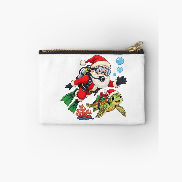 Aperçu de l'œuvre Scuba Santa and Sea Turtle with Christmas Gifts créée et vendue par skyartdesign.