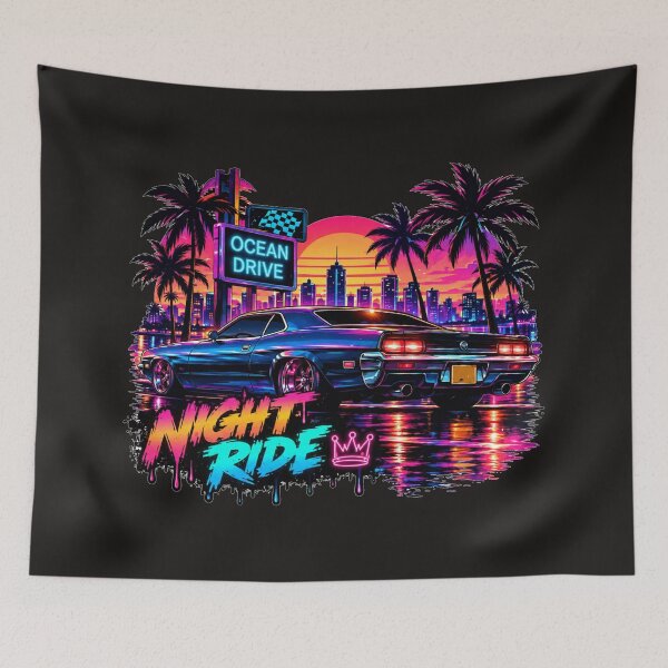 Item preview, Night Ride Ocean Drive Retro Synthwave Neon Car Aesthetic designed and sold by CalineczkaStudio.