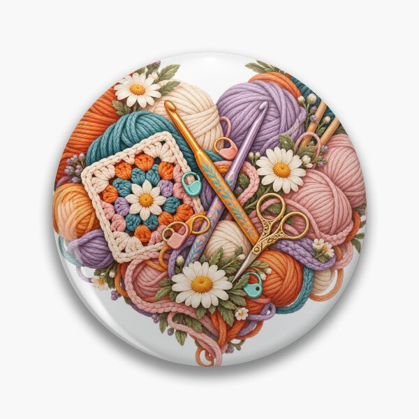 Item preview, Colorful Crochet Heart with Yarn and Flowers designed and sold by Gifts0.