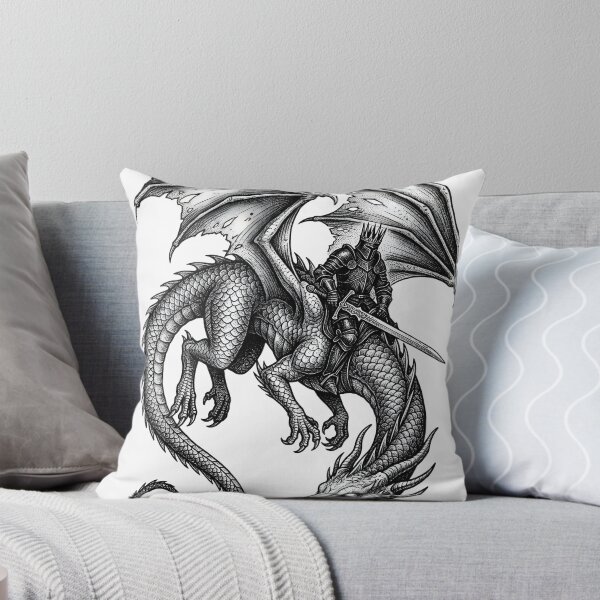 Item preview, Charging Dragon Rider - Mirrored Dive Knight Ink Illustration designed and sold by DragonSerpent Ink.