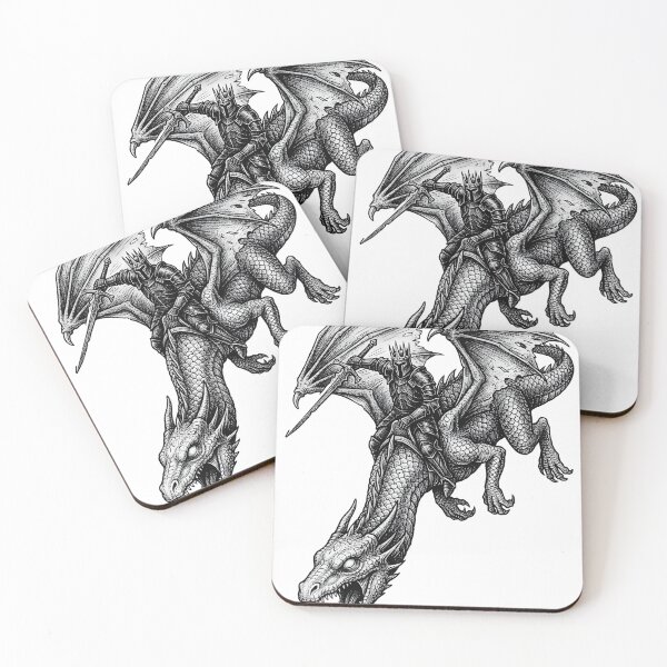 Item preview, Sword-Raised Dragon Rider - Diving Attack Knight Ink Art designed and sold by DragonSerpent Ink.