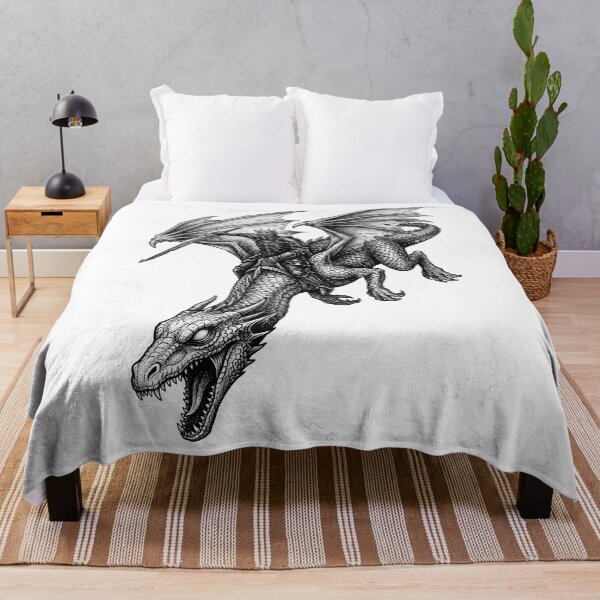 Item preview, Sword-Raised Dragon Rider - Diving Attack Knight Ink Art designed and sold by DragonSerpent Ink.