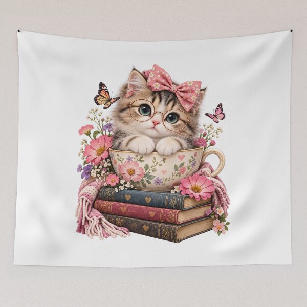 Item preview, Bookish Kitten in a Floral Teacup designed and sold by Gifts0.