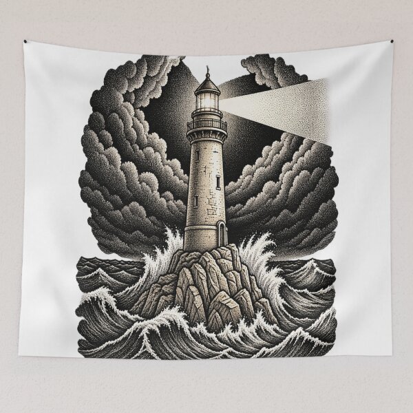 Item preview, Faro en mar tempestuoso - Arte de fe cristiana designed and sold by Francisbb.