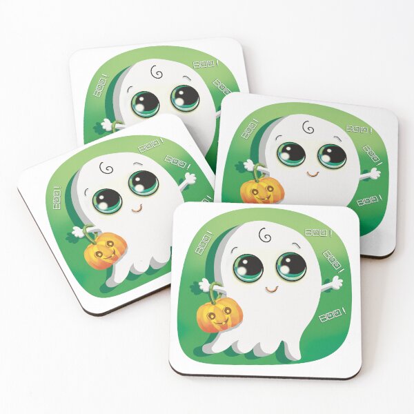 Item preview, Cute Kawaii Ghost with Halloween Pumpkin designed and sold by Karin Taylor.