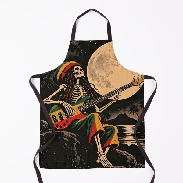 Item preview, Rasta Bass Guitar Skeleton Full Moon - Reggae Halloween designed and sold by Douglystuff.
