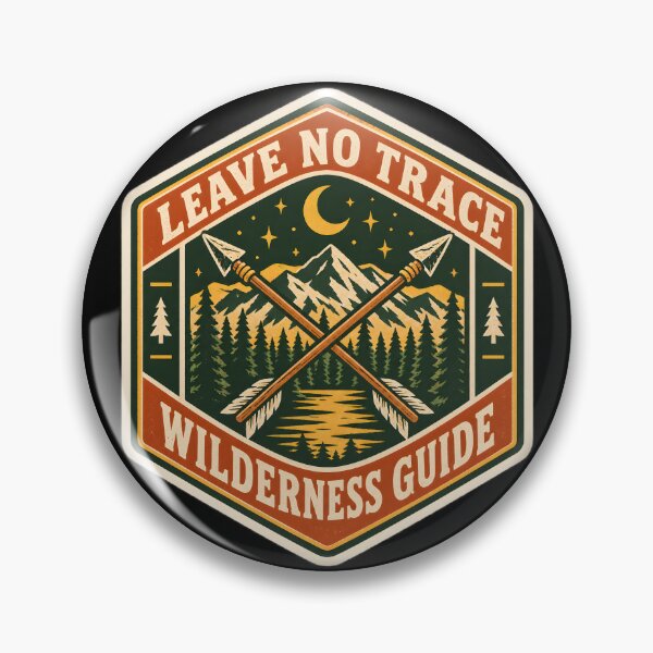 Item preview, Leave No Trace Wilderness Guide Retro Scout Shield Sticker designed and sold by VaultVibes.