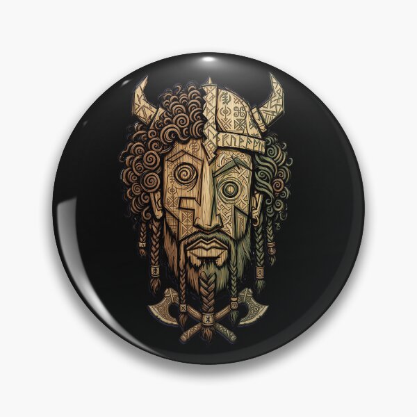 Item preview, Afro Viking Mask - Rustic Carved Wooden Totem designed and sold by ClauAndrade.
