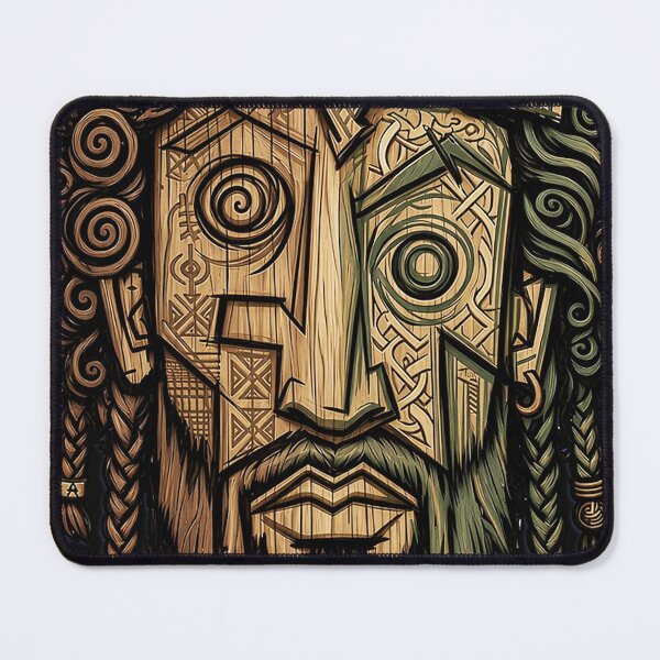 Item preview, Afro Viking Mask - Rustic Carved Wooden Totem designed and sold by ClauAndrade.
