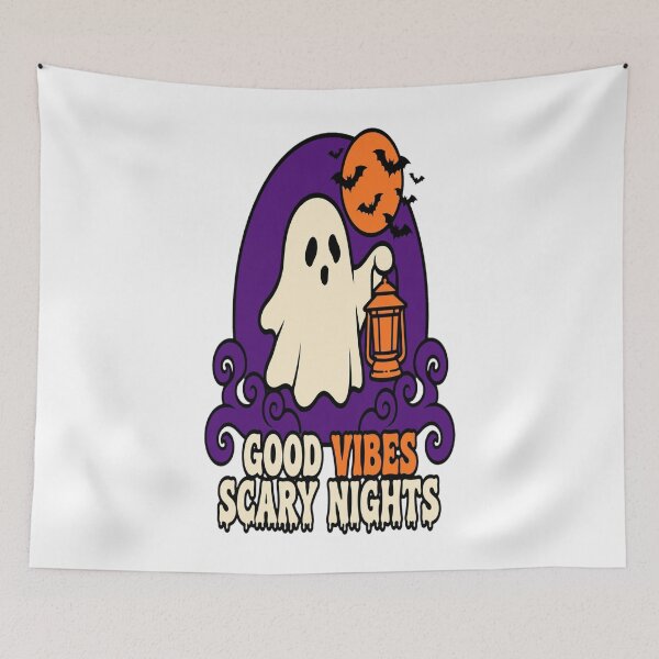 Item preview, Good Vibes Scary Nights Ghost Lantern Halloween designed and sold by Custom Crest.