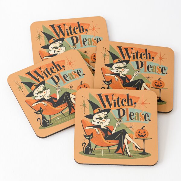 Item preview, Witch, please: retro witch relaxing with cocktail designed and sold by Rue Market.