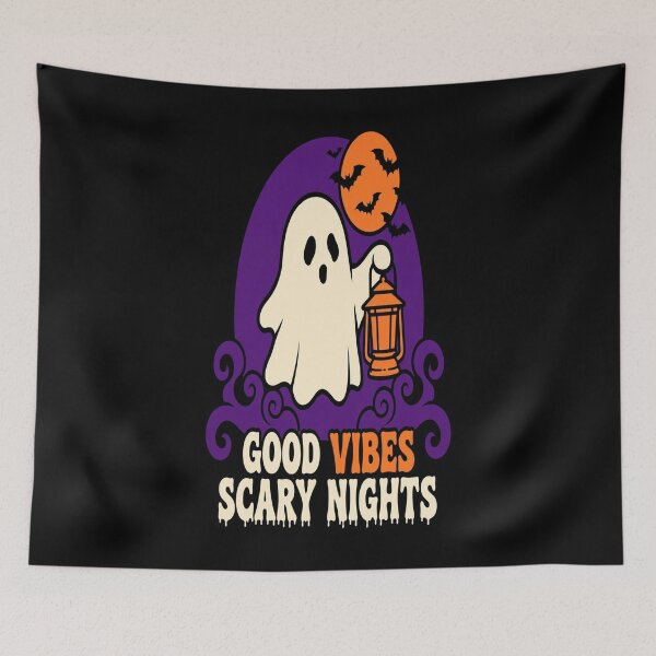Item preview, Good Vibes Scary Nights Ghost Lantern Halloween designed and sold by Custom Crest.