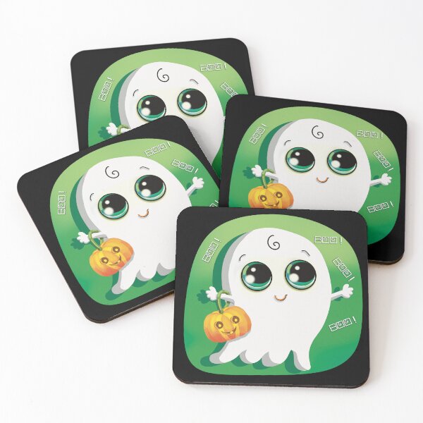 Item preview, Cute Kawaii Ghost with Halloween Pumpkin designed and sold by Karin Taylor.