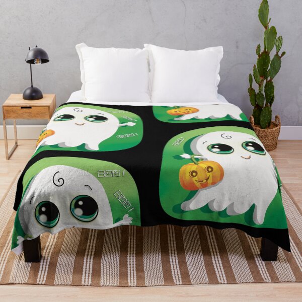 Item preview, Cute Kawaii Ghost with Halloween Pumpkin designed and sold by Karin Taylor.