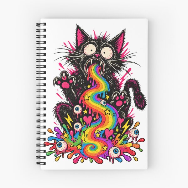 Item preview, Rainbow Puke Cat – Psychedelic Black Cat Chaos designed and sold by WolfmanProphecy.