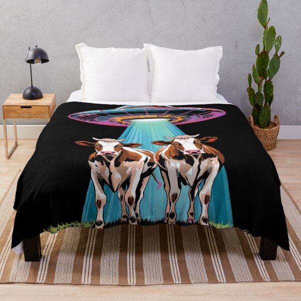 Item preview, UFO Abducting Cows at Night designed and sold by orange-grape.