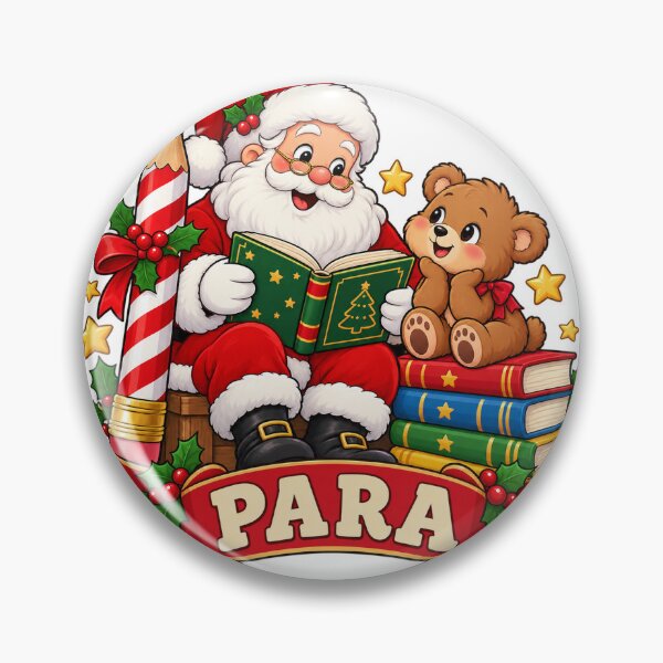 Artikelvorschau, Santa Para Helper with Books and Teddy Bear entworfen und verkauft von skyartdesign.