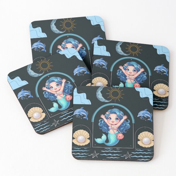 Item preview, Cute Little Mermaid Night Ocean designed and sold by Azurart2.