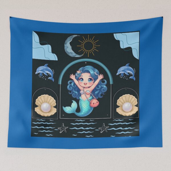 Item preview, Cute Little Mermaid Night Ocean designed and sold by Azurart2.