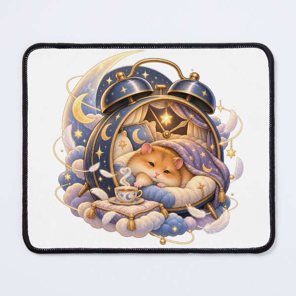 Item preview, Sleepy Hamster Alarm Clock Pillow Fort Illustration for Shirts Stickers Mugs and Gifts designed and sold by The Tired Animal Club.