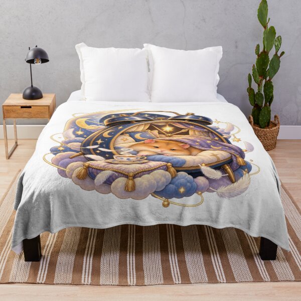 Item preview, Sleepy Hamster Alarm Clock Pillow Fort Illustration for Shirts Stickers Mugs and Gifts designed and sold by The Tired Animal Club.