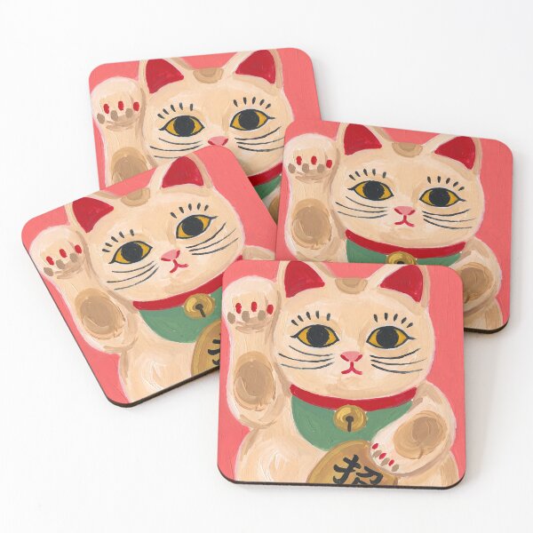 Item preview, Maneki Neko Lucky Cat Painting on Coral designed and sold by Fani*.