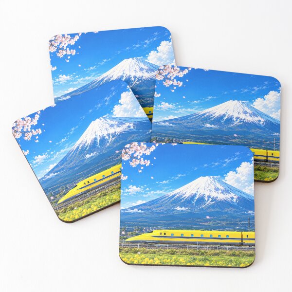 Item preview, Doctor Yellow Shinkansen and Mount Fuji – Japanese Spring Landscape designed and sold by CHANNELZIPANG.