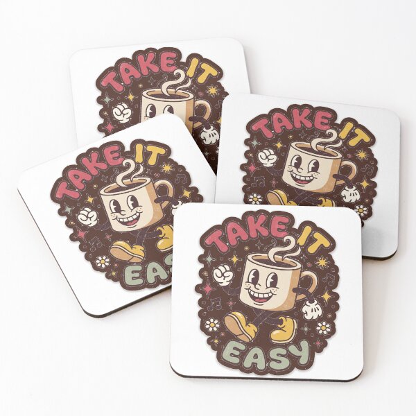 Item preview, Retro 1930s Cartoon Take It Easy Mascot Coffee Cup Sticker designed and sold by m.mmado.