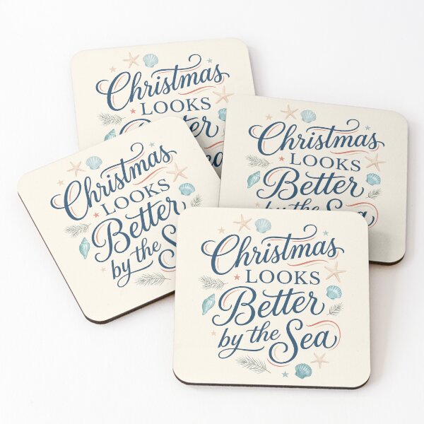 Item preview, Christmas Looks Better by the Sea – Coastal Christmas Typography Beach Holiday Design designed and sold by Sea Gem.