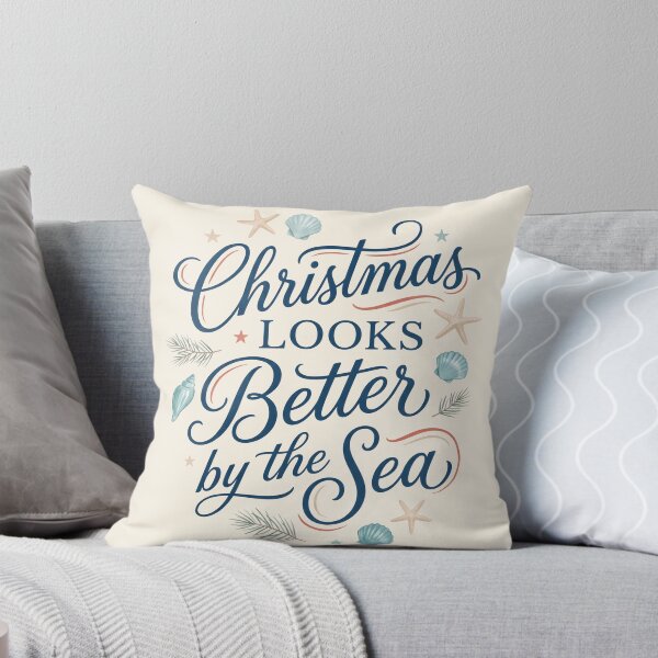 Item preview, Christmas Looks Better by the Sea – Coastal Christmas Typography Beach Holiday Design designed and sold by Sea Gem.