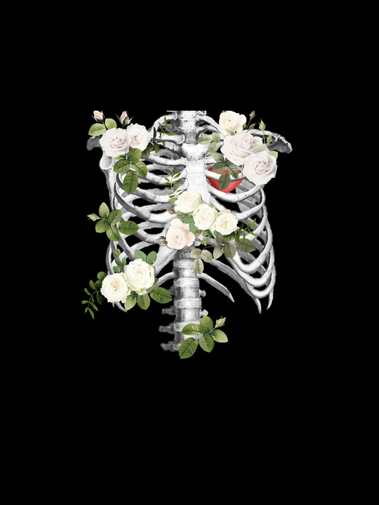 Thumbnail 4 of 4, iPhone Case, Anatomy-Ribcage-Rib-Cageskeleton-White-Roses designed and sold by samekleek.
