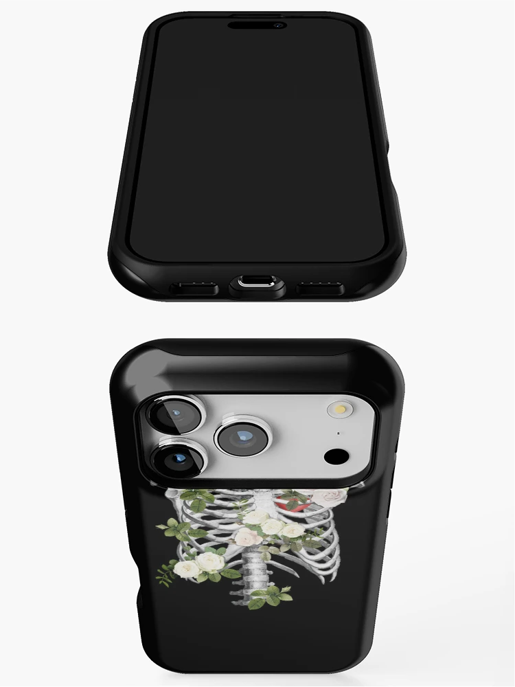 Thumbnail 3 of 4, iPhone Case, Anatomy-Ribcage-Rib-Cageskeleton-White-Roses designed and sold by samekleek.